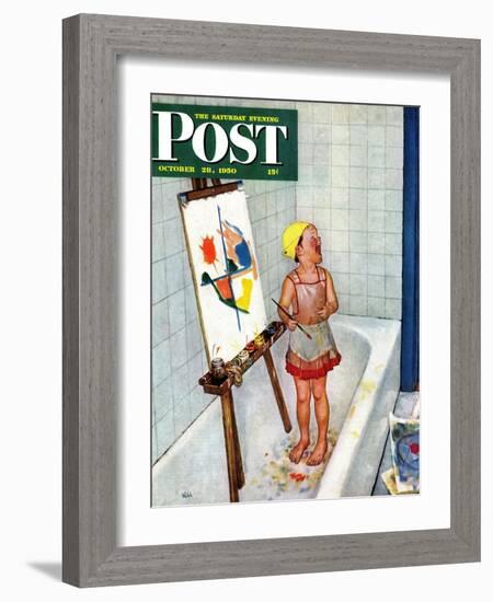 "Artist in the Bathtub" Saturday Evening Post Cover, October 28, 1950-Jack Welch-Framed Giclee Print