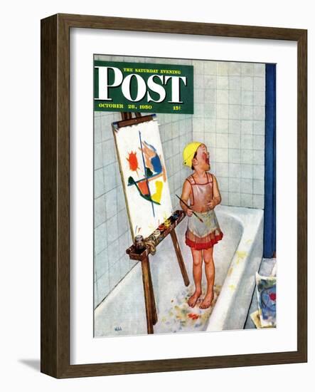 "Artist in the Bathtub" Saturday Evening Post Cover, October 28, 1950-Jack Welch-Framed Giclee Print