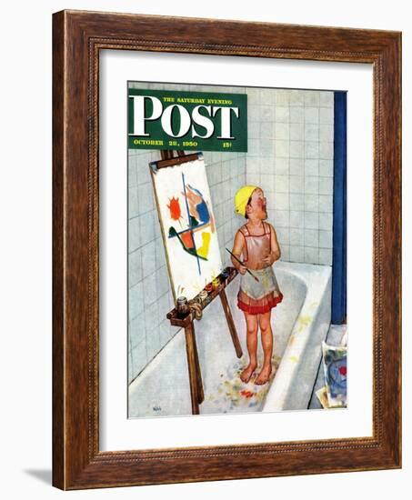 "Artist in the Bathtub" Saturday Evening Post Cover, October 28, 1950-Jack Welch-Framed Giclee Print