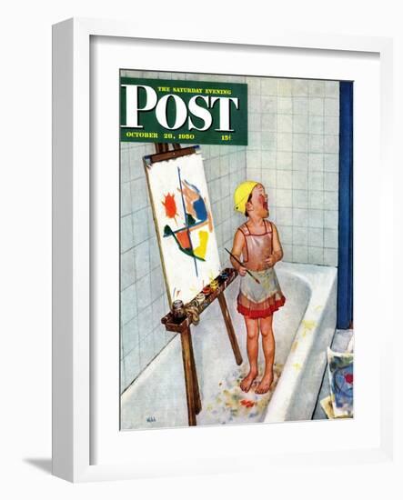 "Artist in the Bathtub" Saturday Evening Post Cover, October 28, 1950-Jack Welch-Framed Giclee Print