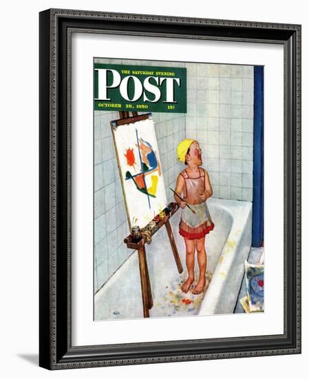 "Artist in the Bathtub" Saturday Evening Post Cover, October 28, 1950-Jack Welch-Framed Giclee Print