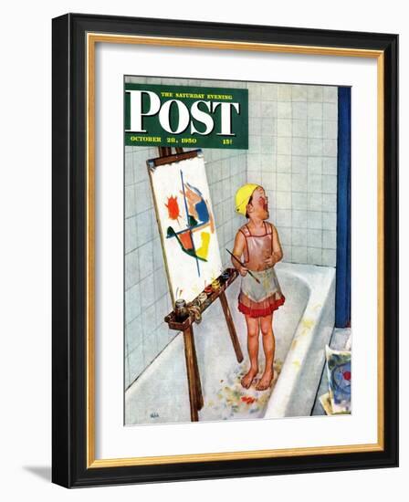 "Artist in the Bathtub" Saturday Evening Post Cover, October 28, 1950-Jack Welch-Framed Giclee Print