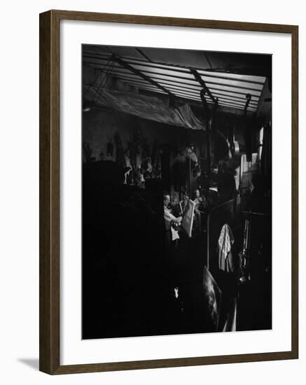 Artist Jean D'Esparbes at Work in His Studio in Montmartre Section of Paris-Gjon Mili-Framed Premium Photographic Print