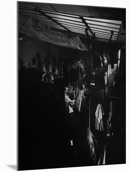 Artist Jean D'Esparbes at Work in His Studio in Montmartre Section of Paris-Gjon Mili-Mounted Premium Photographic Print