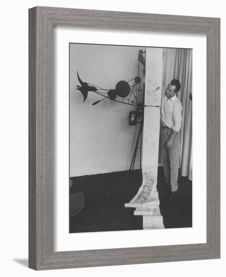 Artist Jean Tinguely at Iris Clert Gallery-Loomis Dean-Framed Photographic Print