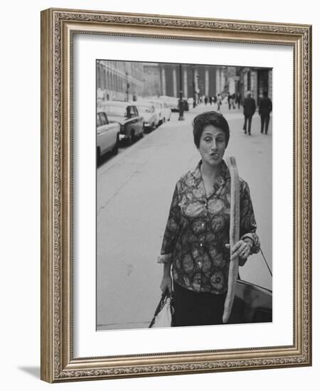 Artist Jeanne Modigliani with Bread She Just Got from the Bakery-Ralph Crane-Framed Photographic Print