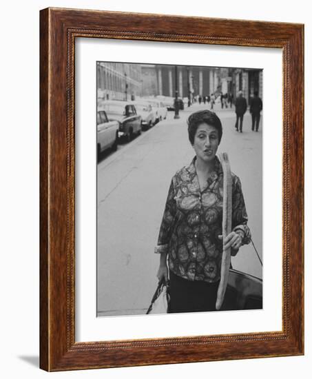 Artist Jeanne Modigliani with Bread She Just Got from the Bakery-Ralph Crane-Framed Photographic Print