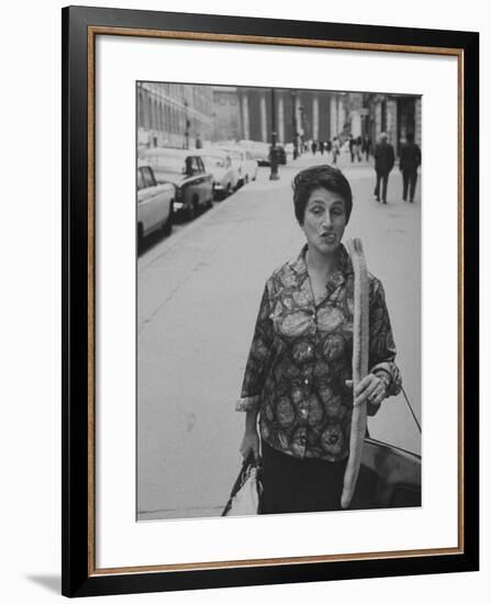 Artist Jeanne Modigliani with Bread She Just Got from the Bakery-Ralph Crane-Framed Photographic Print