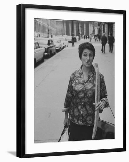 Artist Jeanne Modigliani with Bread She Just Got from the Bakery-Ralph Crane-Framed Photographic Print