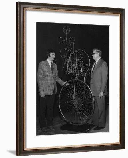 Artist Joseph a Burlini (Left) Shows One of His Sculptures to Dr. Victor J. Danilov-null-Framed Photographic Print