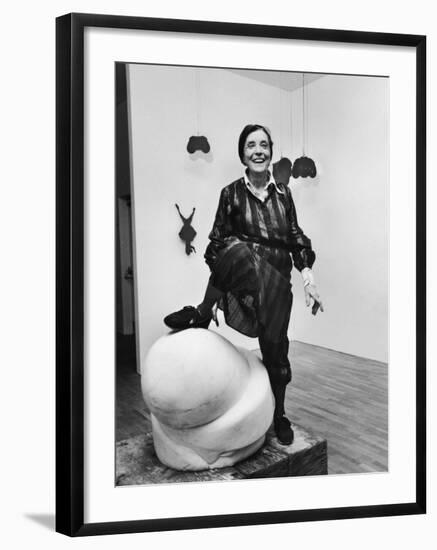 Artist Louise Bourgeois W. Marble Piece Titled "Sleep, Ii" at the Museum of Modern Art--Framed Premium Photographic Print