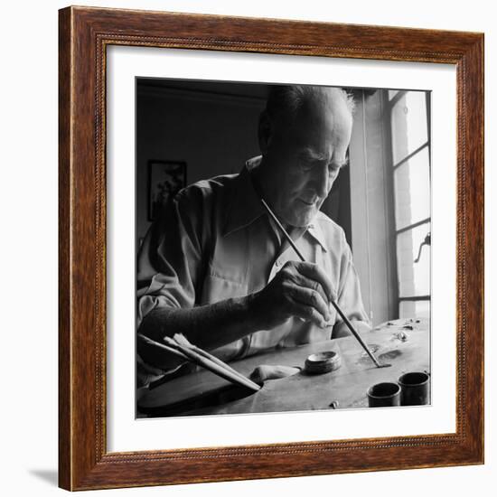 Artist Lyonel Feininger at Work-Andreas Feininger-Framed Premium Photographic Print