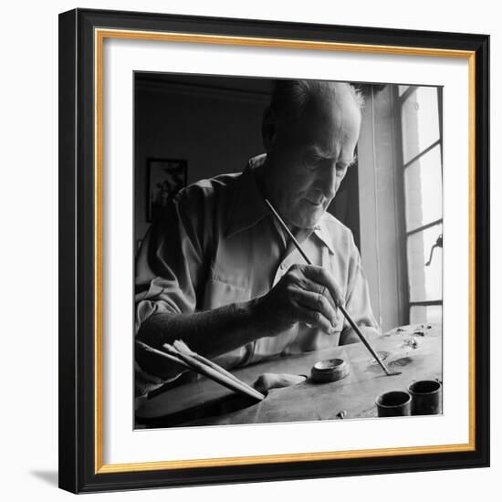 Artist Lyonel Feininger at Work-Andreas Feininger-Framed Premium Photographic Print