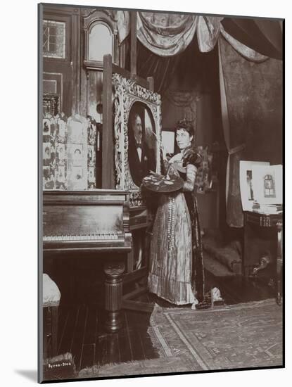 Artist Mary Tillinghast Painting a Portrait in Her Studio, New York, C.1897-Byron Company-Mounted Giclee Print