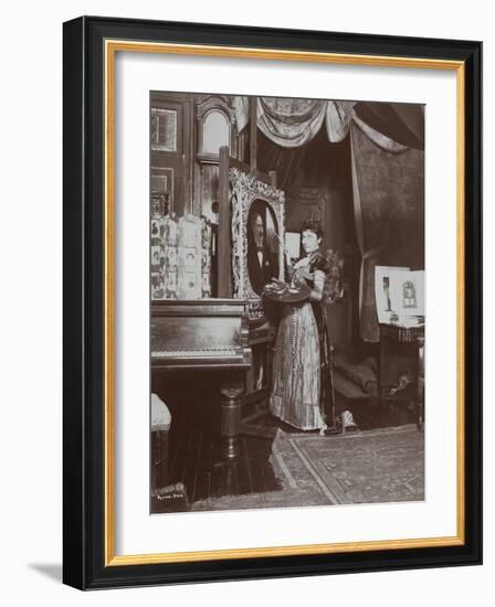 Artist Mary Tillinghast Painting a Portrait in Her Studio, New York, C.1897-Byron Company-Framed Giclee Print