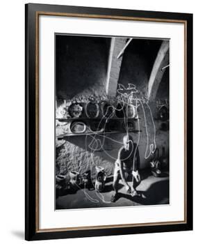 Artist Pablo Picasso "Painting" with Light at the Madoura Pottery-Gjon Mili-Framed Premium Photographic Print
