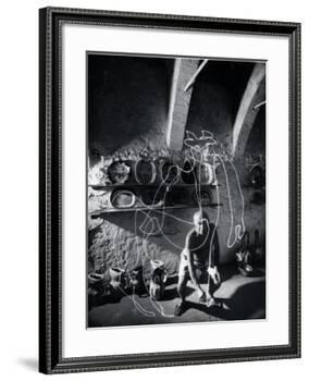 Artist Pablo Picasso "Painting" with Light at the Madoura Pottery-Gjon Mili-Framed Premium Photographic Print