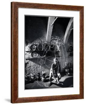 Artist Pablo Picasso "Painting" with Light at the Madoura Pottery-Gjon Mili-Framed Premium Photographic Print