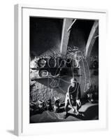 Artist Pablo Picasso "Painting" with Light at the Madoura Pottery-Gjon Mili-Framed Premium Photographic Print