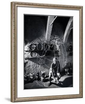 Artist Pablo Picasso "Painting" with Light at the Madoura Pottery-Gjon Mili-Framed Premium Photographic Print