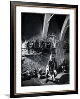 Artist Pablo Picasso "Painting" with Light at the Madoura Pottery-Gjon Mili-Framed Premium Photographic Print
