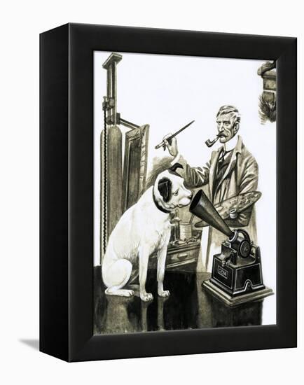 Artist Painting the Dog Listening at a Gramaphone-Peter Jackson-Framed Premier Image Canvas