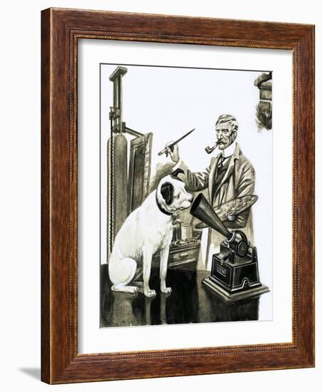 Artist Painting the Dog Listening at a Gramaphone-Peter Jackson-Framed Giclee Print