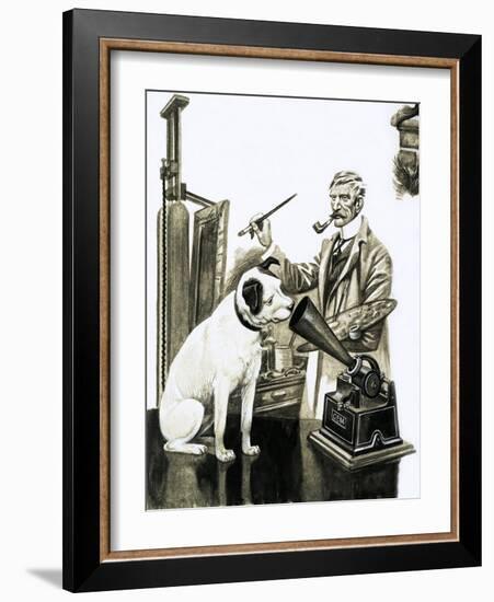 Artist Painting the Dog Listening at a Gramaphone-Peter Jackson-Framed Giclee Print