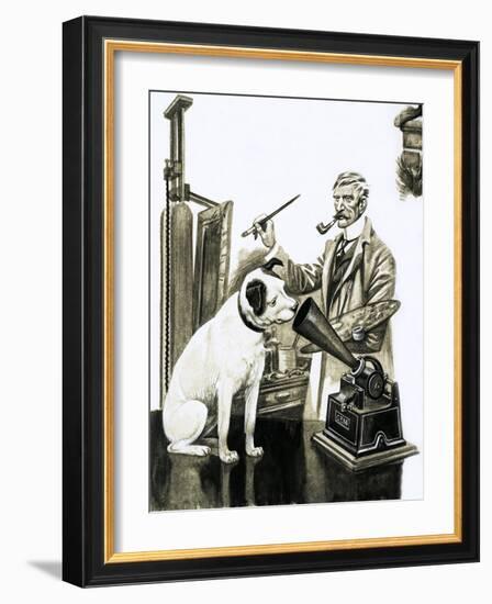 Artist Painting the Dog Listening at a Gramaphone-Peter Jackson-Framed Giclee Print