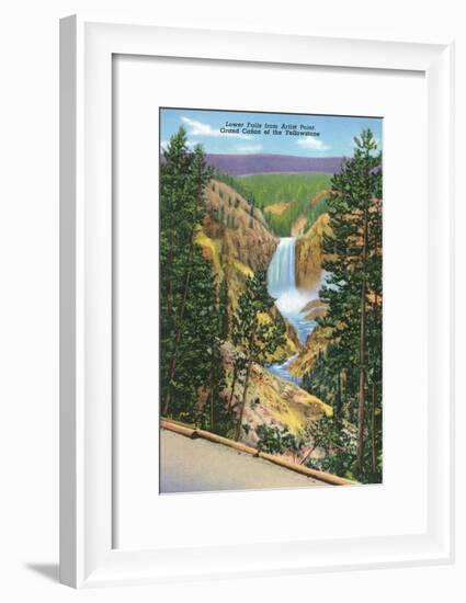 Artist Point View of Lower Falls, Yellowstone National Park, Wyoming-Lantern Press-Framed Art Print