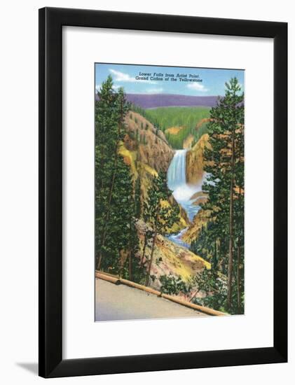 Artist Point View of Lower Falls, Yellowstone National Park, Wyoming-Lantern Press-Framed Art Print