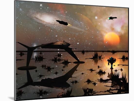 Artist's Concept Illustrating Space Travel Throughout a Distant Galaxy-Stocktrek Images-Mounted Photographic Print