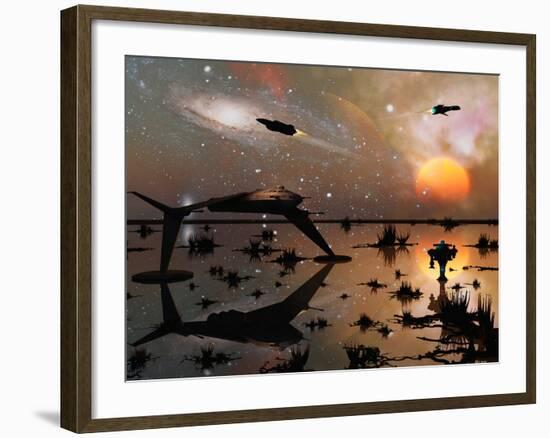 Artist's Concept Illustrating Space Travel Throughout a Distant Galaxy-Stocktrek Images-Framed Photographic Print