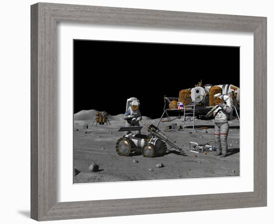 Artist's Concept of a Future Lunar Exploration Mission-Stocktrek Images-Framed Photographic Print