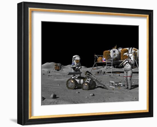 Artist's Concept of a Future Lunar Exploration Mission-Stocktrek Images-Framed Photographic Print