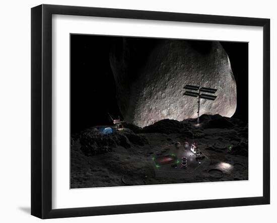 Artist's Concept of a Mining Settlement on the Double Asteroid 90 Antiope-Stocktrek Images-Framed Photographic Print