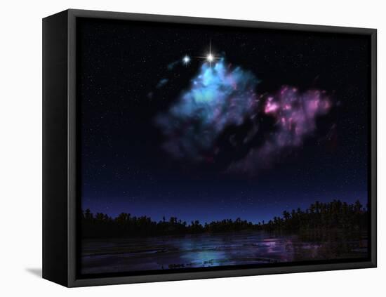 Artist's Concept of a Nebula over a Hypothetical Planet-Stocktrek Images-Framed Premier Image Canvas