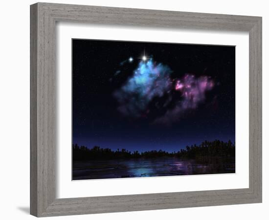 Artist's Concept of a Nebula over a Hypothetical Planet-Stocktrek Images-Framed Photographic Print