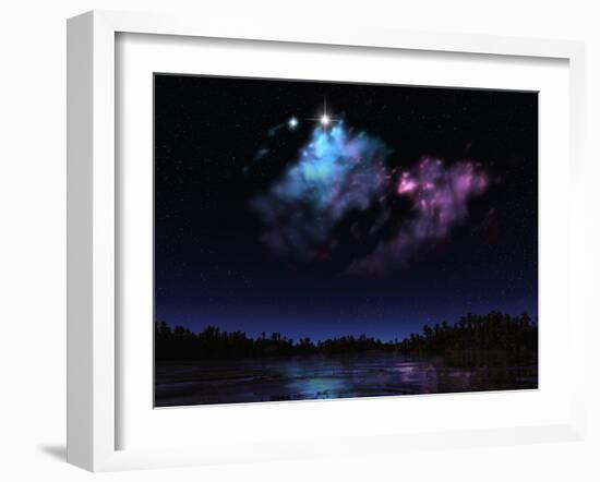 Artist's Concept of a Nebula over a Hypothetical Planet-Stocktrek Images-Framed Photographic Print