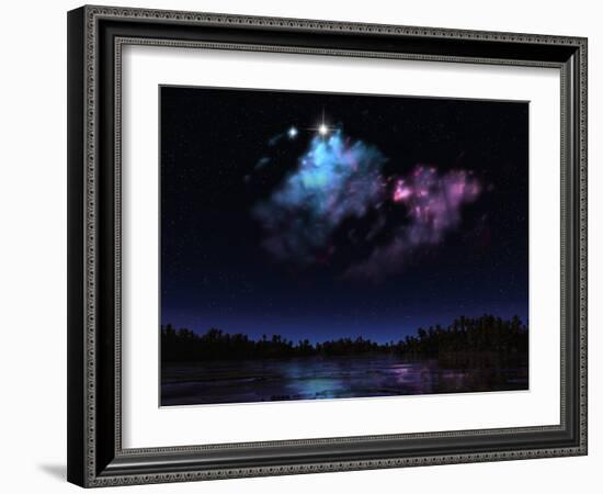 Artist's Concept of a Nebula over a Hypothetical Planet-Stocktrek Images-Framed Photographic Print