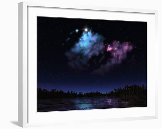 Artist's Concept of a Nebula over a Hypothetical Planet-Stocktrek Images-Framed Photographic Print