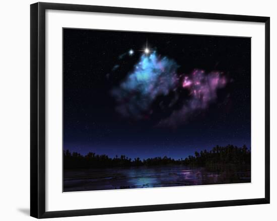 Artist's Concept of a Nebula over a Hypothetical Planet-Stocktrek Images-Framed Photographic Print