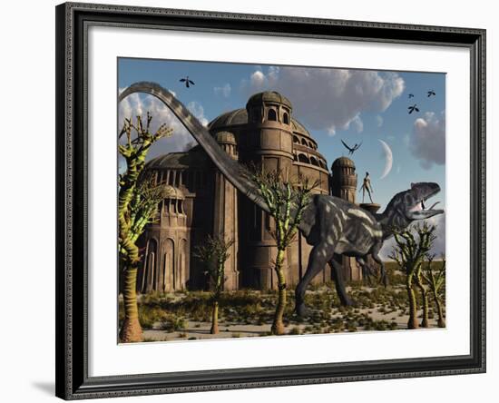 Artist's Concept of a Reptoid Race Whom Co-Existed Alongside the Dinosaurs-Stocktrek Images-Framed Photographic Print