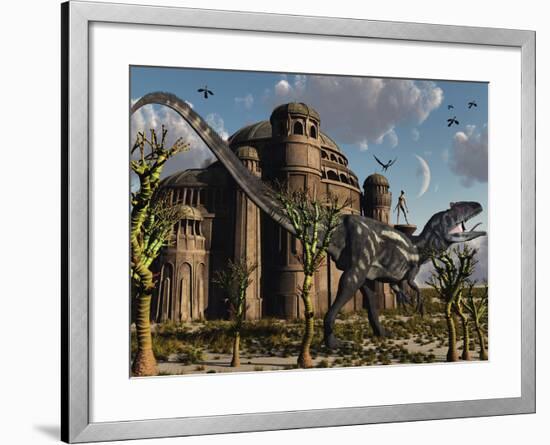 Artist's Concept of a Reptoid Race Whom Co-Existed Alongside the Dinosaurs-Stocktrek Images-Framed Photographic Print