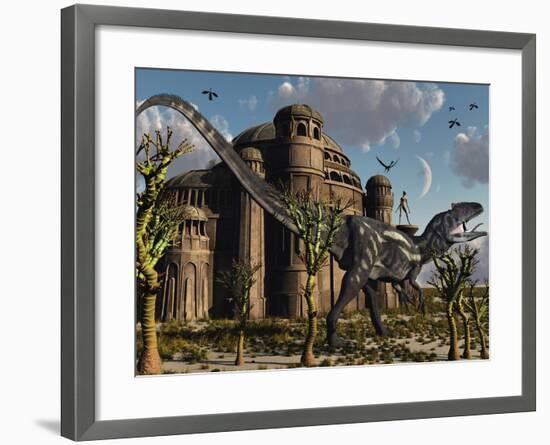Artist's Concept of a Reptoid Race Whom Co-Existed Alongside the Dinosaurs-Stocktrek Images-Framed Photographic Print