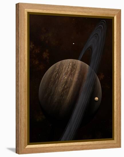 Artist's Concept of a Ringed Gas Giant and its Moons-Stocktrek Images-Framed Premier Image Canvas