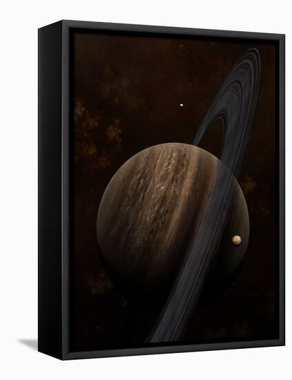 Artist's Concept of a Ringed Gas Giant and its Moons-Stocktrek Images-Framed Premier Image Canvas