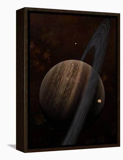 Artist's Concept of a Ringed Gas Giant and its Moons-Stocktrek Images-Framed Premier Image Canvas