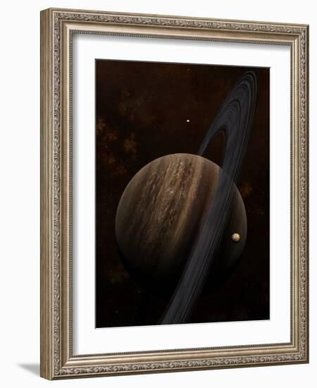 Artist's Concept of a Ringed Gas Giant and its Moons-Stocktrek Images-Framed Photographic Print