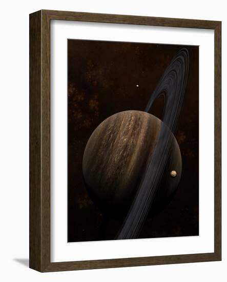 Artist's Concept of a Ringed Gas Giant and its Moons-Stocktrek Images-Framed Photographic Print